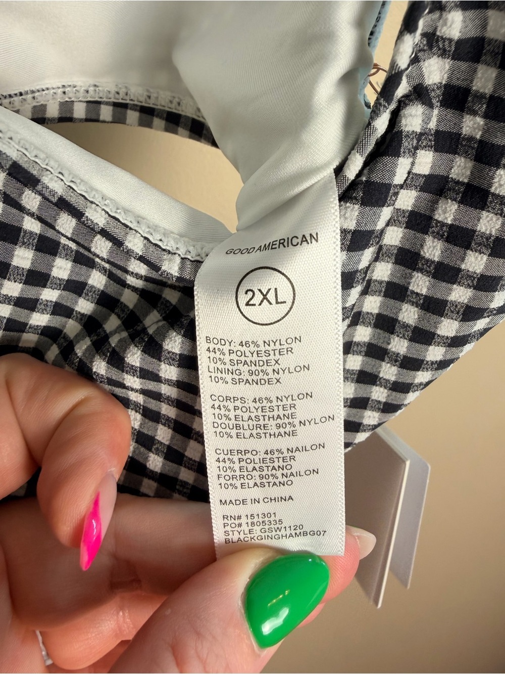 ✨ Good American Black Gingham Bikini Swim Top – Size 2XL | NWT ✨ - Picture 5 of 5
